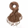 Echarpe en laine unie marron avec franges, tour de cou chaud et doux pour hommes et femmes. - 100 % pure laine - Marron coco