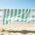 Asciugamano da mare a righe verdi e bianche con frange, telo da bagno in cotone turco estivo. - Verde Chiaro / 70*140 + Nappe 10*2 [300 g]