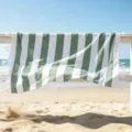 Telo mare a righe verdi e bianche con frange, asciugamano da bagno turco ad asciugatura rapida estate. - Verde Mare / 70*140 + Nappe 10*2 [300 g]