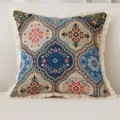 Bohemischer Retro-Stil Baumwolle Leinen Kissenbezug mit Fransen dekoratives Sofakissen. - 45*45cm (Ohne Kern) / Königsblau
