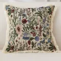 Vintage botanischer Wandteppich Kissenbezug mit Fransen Jacquard Blumen Sofa Kissen - 45*45cm (Ohne Kern) / Kleines Blumenmuster