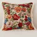 Vintage amerikanischer Blumen Jacquard Kissenbezug mit dekorativen Fransenrändern - 45*45cm (Ohne Kern) / Barock