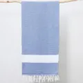 Turkish blue diamond woven beach towel with fringe, elegant geometric pattern blanket. - Sapphire Blue