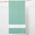 Green Turkish Diamond Beach Towel Woven Jacquard Pestemal Cotton Blanket Variant style - Bean Green