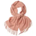 Écharpe d'hiver en laine unie avec franges, châle rose chaud et confortable pour femme élégante - 100 % pure laine - Rose-orange