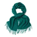 Echarpe d hiver en laine vert fonce uni pour femmes et hommes accessoire chaud a franges - 100 % pure laine - Vert cyan