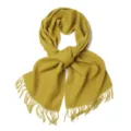Écharpe d'hiver en laine unie pour femmes et hommes, chaleureux châle à franges moutarde. - 100 % pure laine - Jaune feuilles d'automne