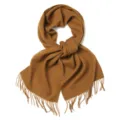 Écharpe en laine unie avec franges élégantes, accessoire chaud et doux pour l'automne et l'hiver. - 100 % Pure laine - Chameau doré