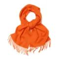 Écharpe d'hiver orange unie effet cachemire avec franges pour hommes et femmes accessoire - 100 % Pure laine - Kumquat