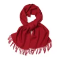 Écharpe d'hiver chaude unie rouge classique en laine avec franges pour femmes et hommes. - 100 % Pure laine - Rouge