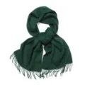 Écharpe unie vert foncé en laine hiver chaud mode franges accessoire femmes hommes - 100 % pure laine - Vert de Noël