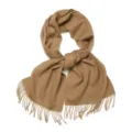 Écharpe en laine marron clair pour femme et homme, châle doux et chaud avec franges chic. - 100 % pure laine - Camel foncé