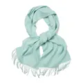 Écharpe en laine de couleur vert clair unie avec franges pour femme et homme hiver chaud - 100 % pure laine - Vert d'eau