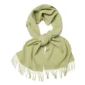 Écharpe en laine vert sauge unie pour femmes et hommes, châle d'hiver douillet à franges. - 100 % laine vierge - vert pois