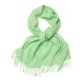Écharpe en laine vert clair unie, châle chaud d'hiver avec franges pour femmes et hommes - 100% pure laine - Vert vif