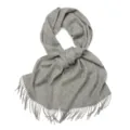 Écharpe d'hiver classique en laine grise avec franges, élégant châle chaud et doux unicolore - 100 % pure laine - Gris moyen
