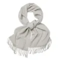 Écharpe cachemire laine grise femme homme automne hiver chaud foulard uni avec franges. - 100 % pure laine - Gris clair