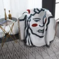 Nordic abstract face woven sofa throw blanket with tassels cozy modern home furniture cover - 180*130cm / Face Line Art Throw Blanket