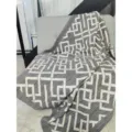 Jacquard woven throw blanket geometric design cozy sofa blanket soft bed cover home decor - White Multi-Color Striped