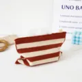 Bolsa de pañuelos de punto a rayas decoracion de mesa de cafe caja organizadora de algodon. - Rayas Rojas y Blancas