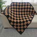 Cozy checkered throw blanket soft flannel jacquard sofa blanket for living room decor - 80*100 380g / Checkerboard - Black & Camel