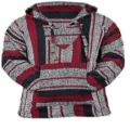 Sweat à capuche tissé jacquard Baja, pull classique rayé de style mexicain pour automne. - Rouge