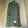 Knitted baby sleeping bag soft anti-kick blanket cute double layer infant swaddle newborn. - Army Green