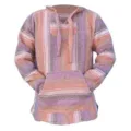 Sweat à capuche traditionnel Baja en tissu rayé avec poche avant et capuche de couleur. - Rose