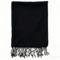 Black tassel beach towel shawl, soft woven fabric scarf with fringe variant for daily wear. - 90*180cm / Black