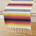 Mexican style table runner colorful striped woven blanket with tassels for home decor dining - 35*210 + Tassels 10*2 - 200g / Mexican Geometric Table Runner - Yellow & Orange