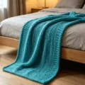 Chunky Knit Blanket Turquoise Chenille Throw Blanket Handmade Cozy Soft Bed Sofa Blanket - Washable [50*50] 300g / 1cm Chenille-Lake Blue