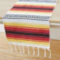 Mexican style table runner colorful striped woven table cloth with tassels for home party decor - 35*210 + Tassels 10*2 - 200g / Mexican Geometric Table Runner - Yellow & Red