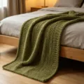 Chunky knit blanket olive green cozy chenille throw for sofa bed handmade style warm soft - Washable [50*50] 300g / 1cm Chenille-Dark Green
