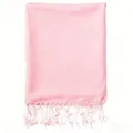 Pink woven fringe beach towel Turkish style solid color shawl soft quick drying fabric - Pink