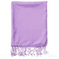 Premium solid purple woven scarf with tassel detail, soft lightweight fabric fashion wrap. - Purple