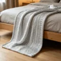 Chunky knit blanket handmade chenille throw blanket soft warm thick yarn blanket for couch bed grey - Washable [50*50] 300g / Light Gray
