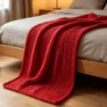 Red chunky knit blanket for cozy sofa and bed decor, handmade soft chenille throw blanket. - Washable [50*50] 300g / 1cm Chenille-Wine Red