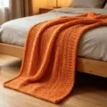 Orange chunky knit blanket, chenille handmade throw blanket for sofa and bed decor cozy. - Washable [50*50] 300g / 1cm Chenille-Orange