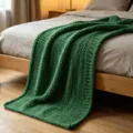 Chunky knit blanket handmade wool throw soft cozy sofa bed cover green home decor item new - Washable [50*50] 300g / 1cm Chenille-Dark Green
