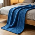 Blue chunky knit blanket chenille thick yarn throw blanket for couch bed home decor - Washable [50*50] 300g / 1cm Chenille-Blue