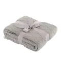 Grey knitted throw blanket with satin ribbon, ideal for home decor, sofa and bed use. - 130x170cm (500g) / Light Gray