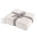 Knit blanket throw with grey ribbon bow and fringe detail, cozy home decor accessory. - 130x170cm (500g) / Milk White