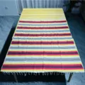 Woven Mexican blanket colorful striped outdoor beach picnic mat throw rug fringe boho style - MC Yellow & Red