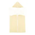 Cozy knit baby sleeping bag with soft fleece lining and hood, ideal infant stroller swaddle blanket. - Beige