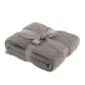 Grey Knitted Blanket Sofa Throw with Ribbon Bow Geometric Pattern Cozy Bedspread Decor - 130x170cm (500g) / Medium Grey