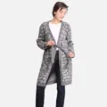 Cardigan maglia leopardata vista dettagliata morbido comodo abbigliamento da casa - Vestaglia leopardata - Grigio