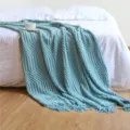 Nordic knitted blanket fringe throw for sofa bed runner elegant home decor textile blue - Lake Green