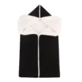 Knitted baby sleeping bag with soft fleece lining, warm hooded stroller blanket for infants. - Black