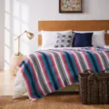 Hand-woven Mexican blanket throw geometric colorful fringe decorative blanket for sofa bed - 130x170cm / MC Rose Blue