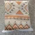 Boho knitted jacquard throw blanket for sofa and outdoor camping, geometric pattern. - Navajo Sun / Wool Edition 110x130cm